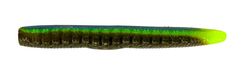 Roboworm 3" Ned Worm, Green Pumpkin Perch