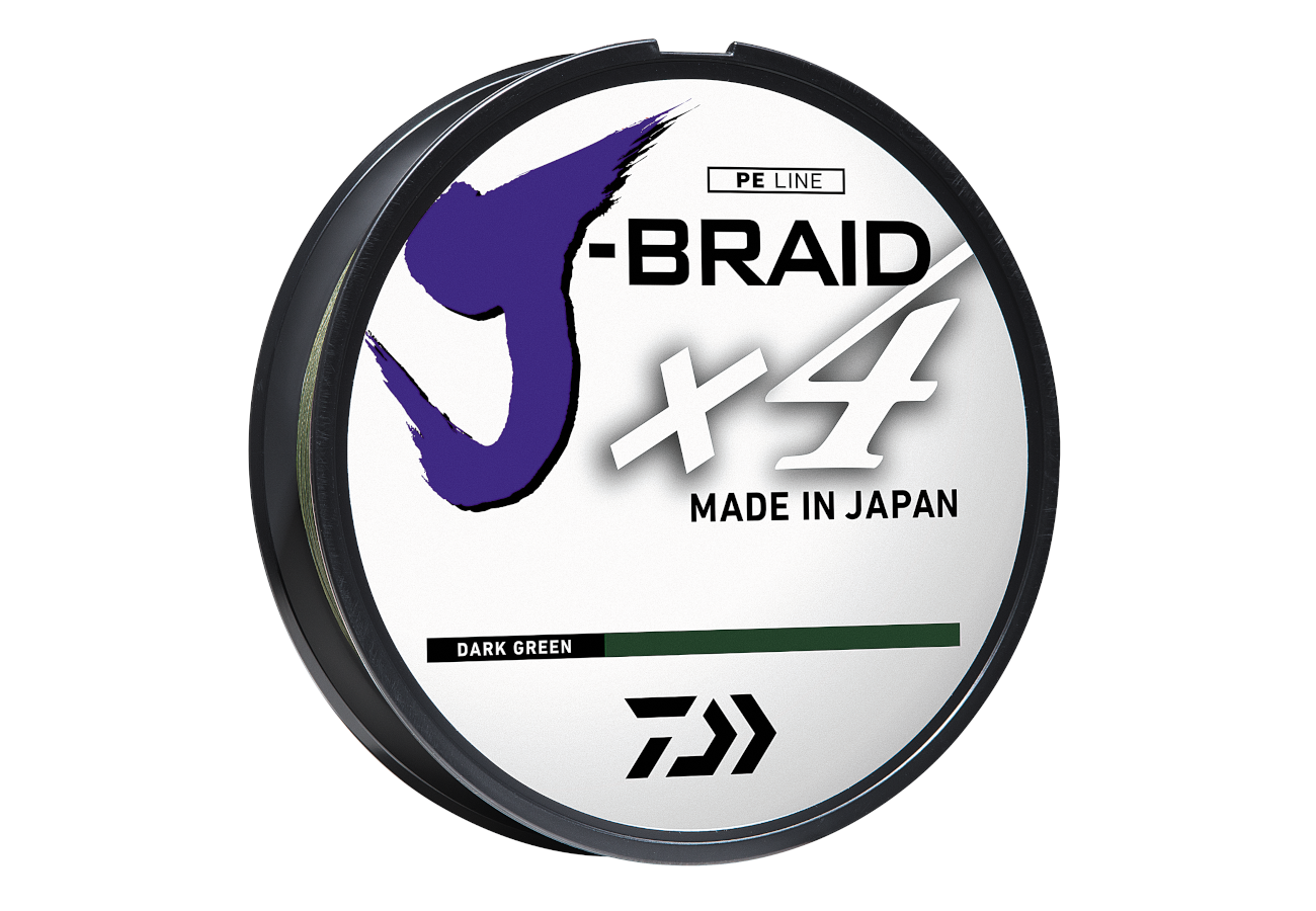 Daiwa J-Braid X4 4 Strand Braided Line 50 lb 3000 yds, Bulk, Dark Green