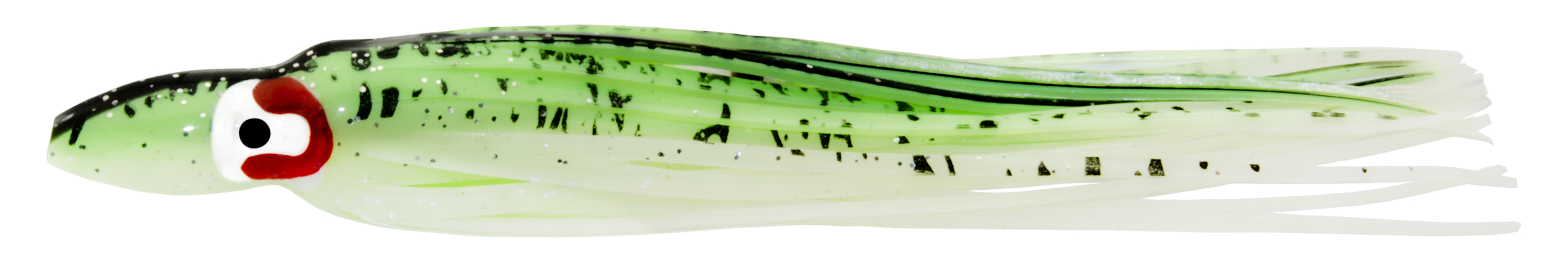 Delta Squid 4 1/2", 5/Pk, Glow Green/Black Spatter