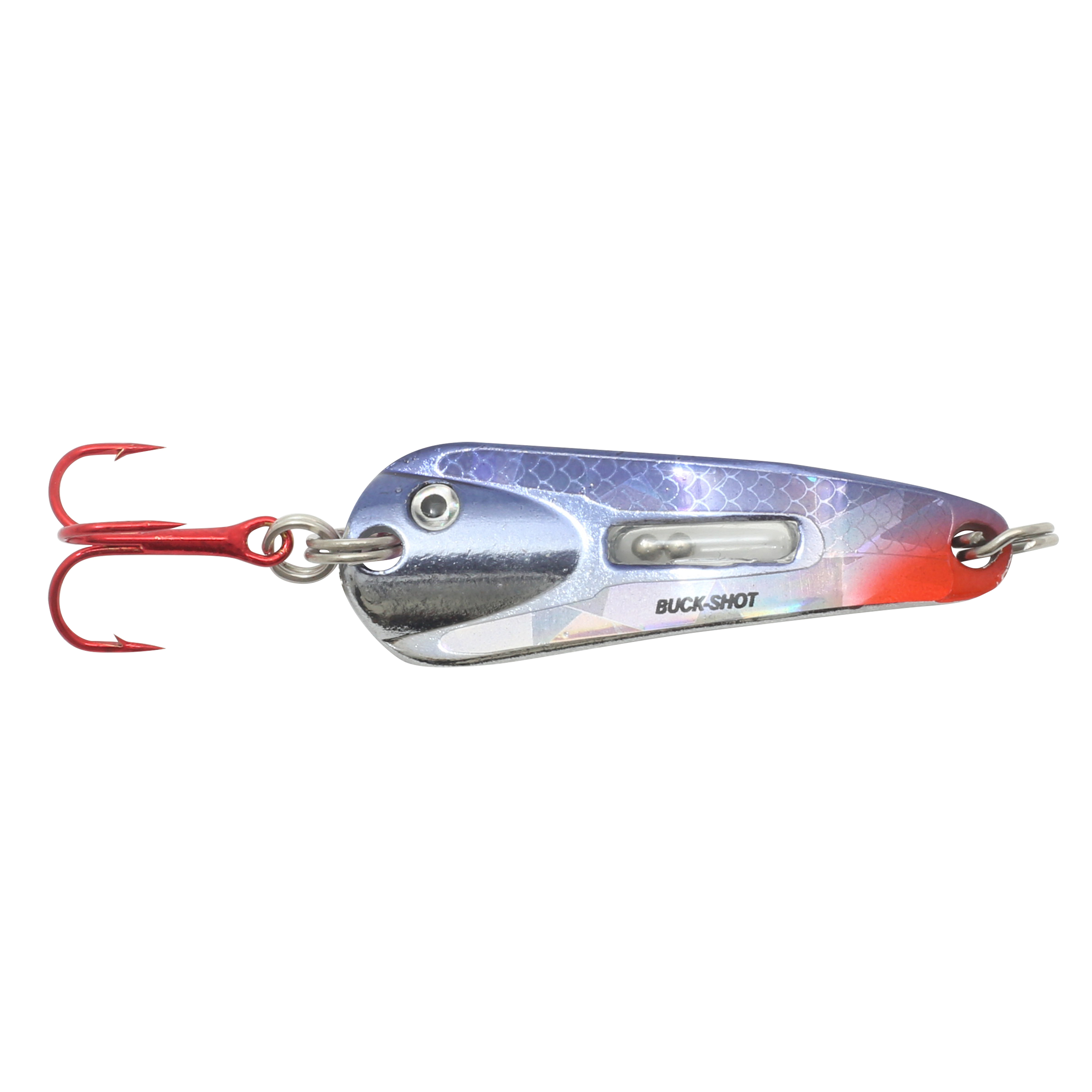 Northland Buck-Shot Flutter Spoon, 1-3/8", 1/8 oz, #10 Hk, 1/Pk, Silver Shiner