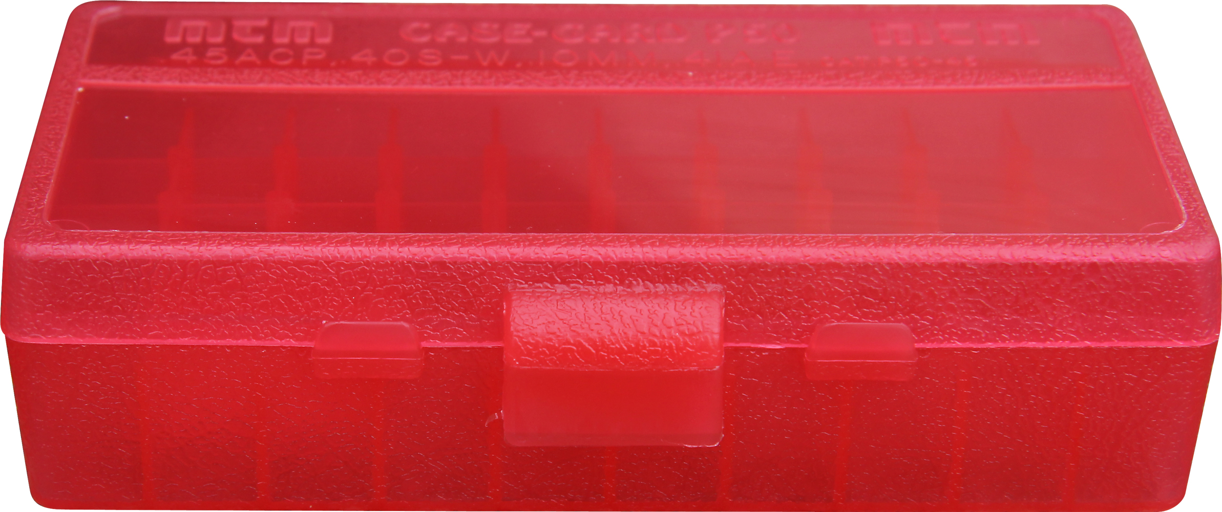 MTM Case-Gard Flip-Top Ammo Box 50 Rnd 40/10mm/45 ACP - Clear Red