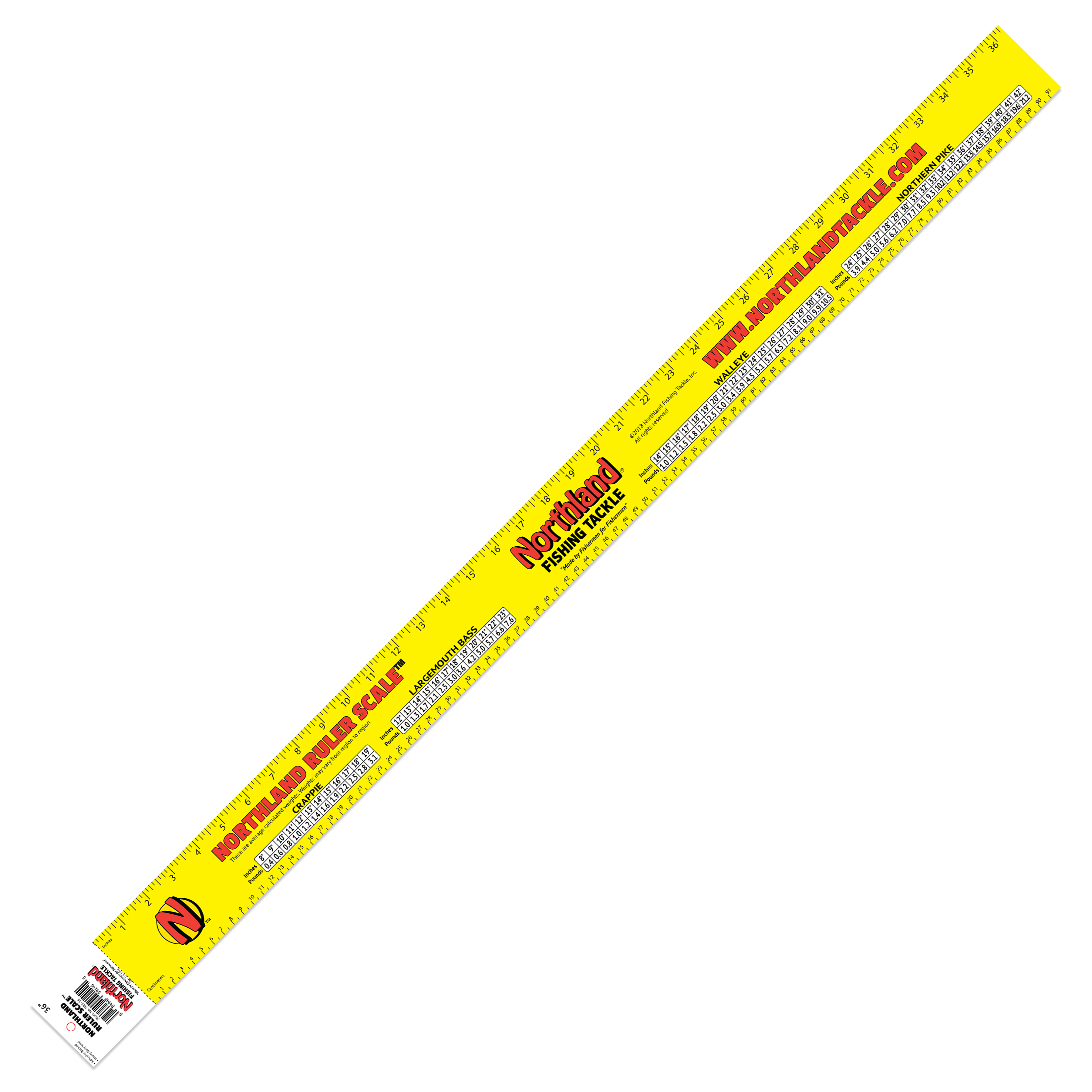 Northland Team Northland Ruler Scale, 36", 1/pk, Yellow