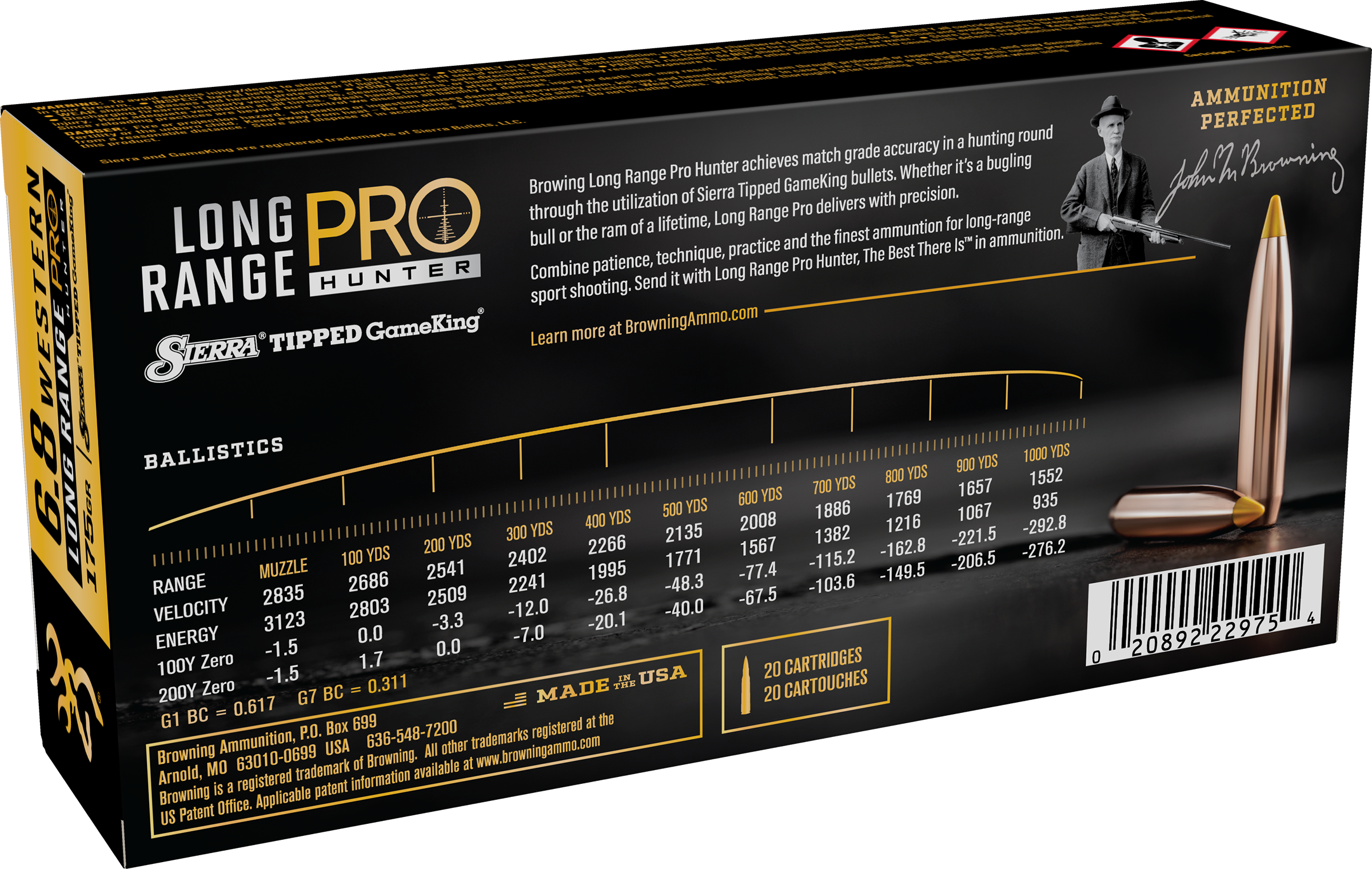 Browning Ammo 6.8 Western 175 Gr Long Range Pro