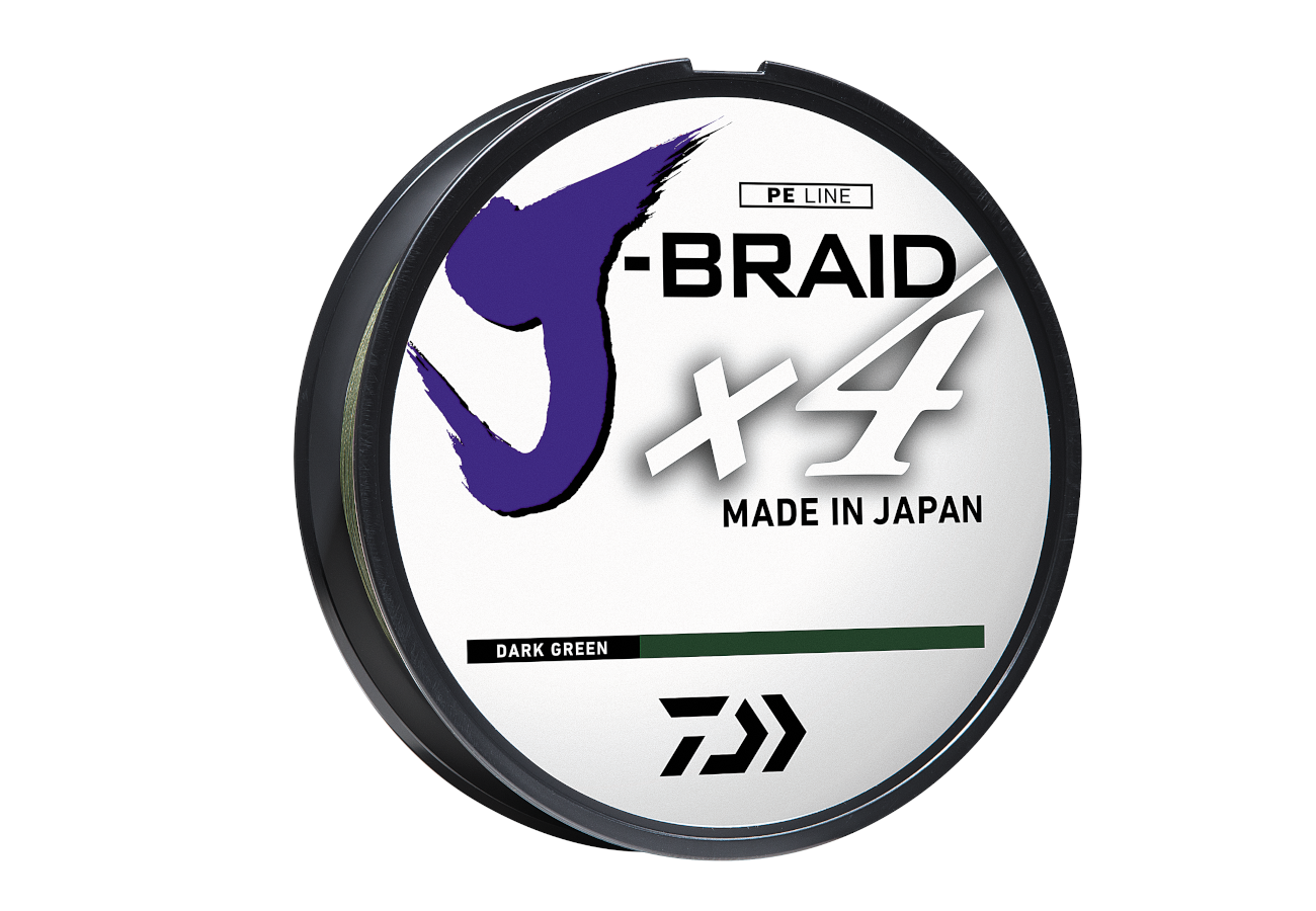 Daiwa J-Braid X4 4 Strand Braided Line 10 lb 3000 yds, Bulk, Dark Green