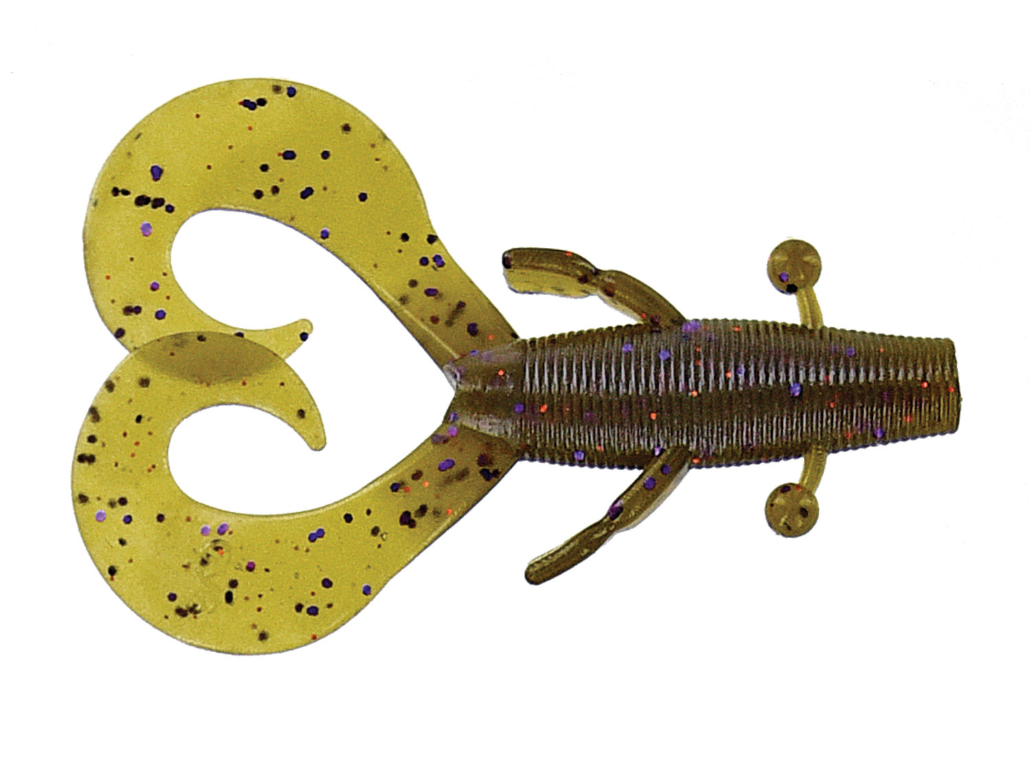 Yamamoto 3.75" Cowboy, 7Pk, Green Pumpkin w/Purple & Copper Flake