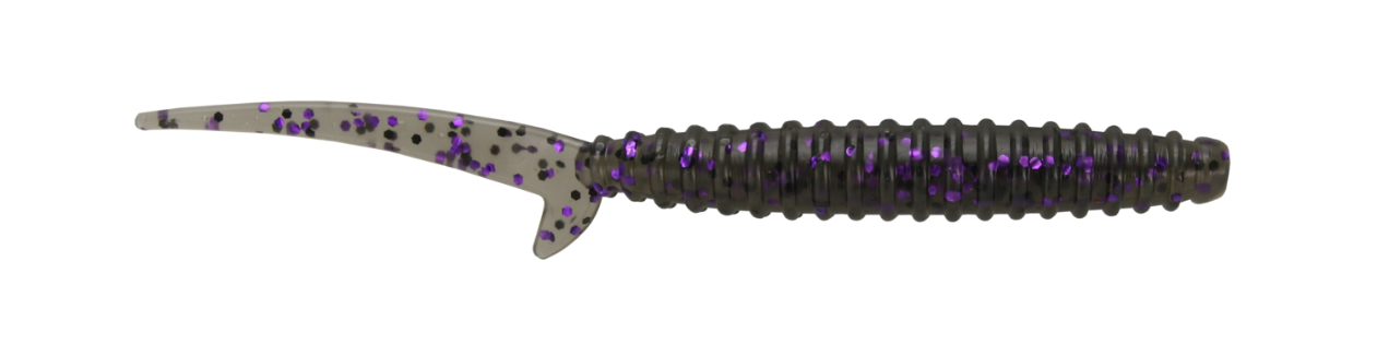 Big Bite Baits 4" Scentsation Thresher Worm, Smoke Black Purple Flake