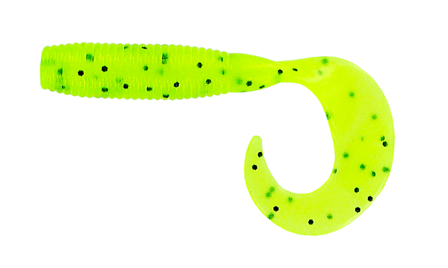 Yamamoto 4" Single Tail Grub, 20Pk, Chartreuse w/Large Black Flake