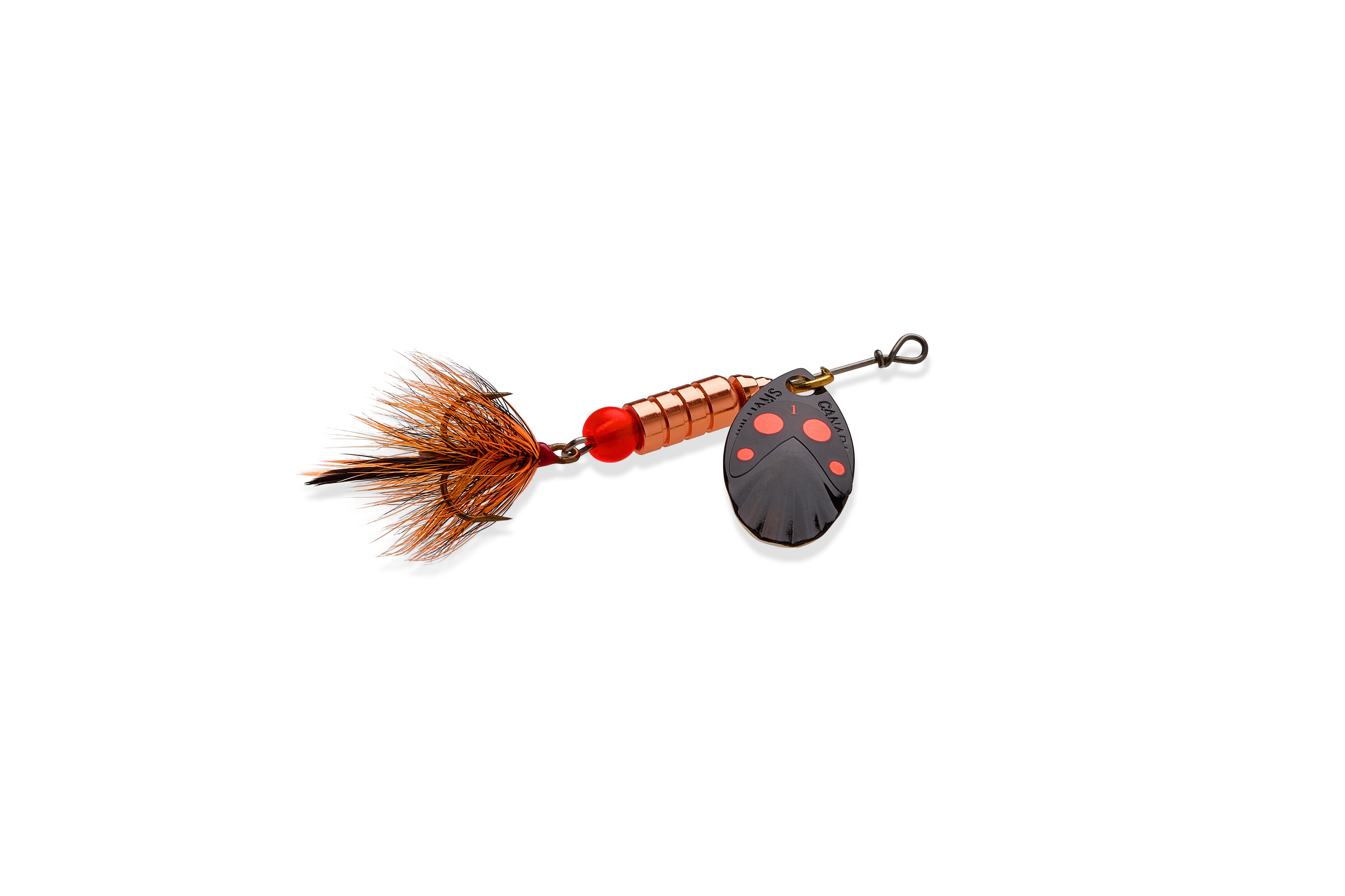 Williams VorteX Spinner Dressed Size 1, 1/8 oz-Black Orange Dots on Silver