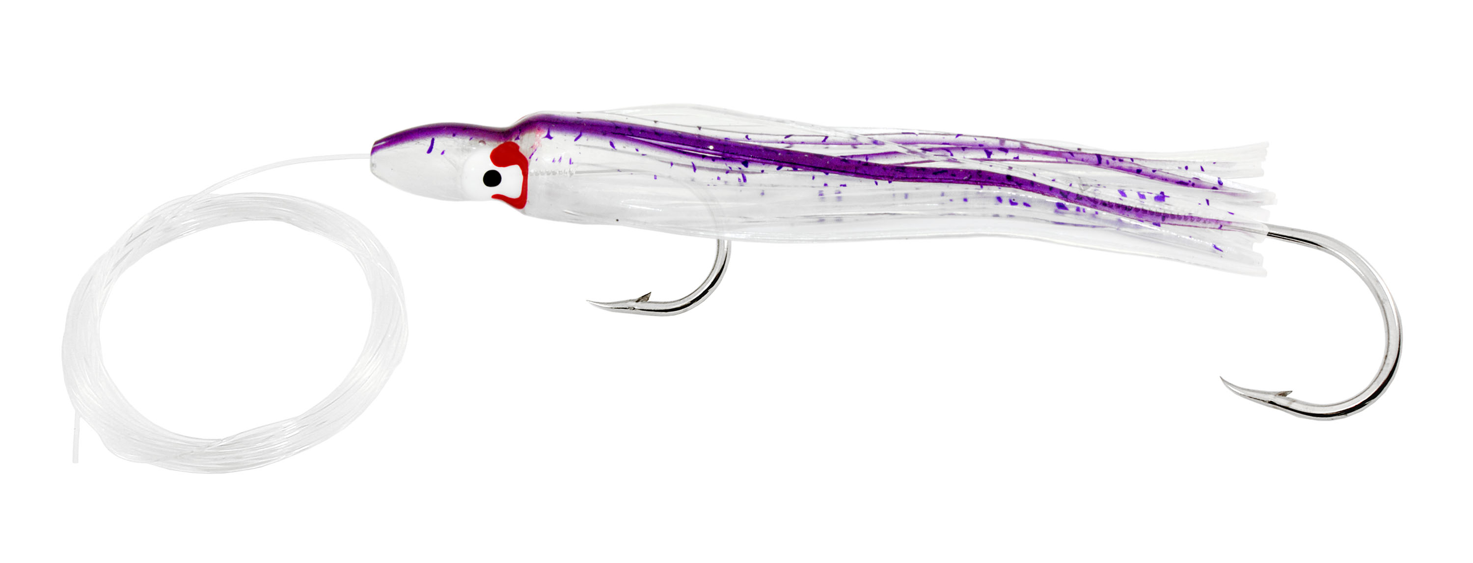 Delta Rigged Squid Hoochy, 4 1/2", UV Purple Spatter Back