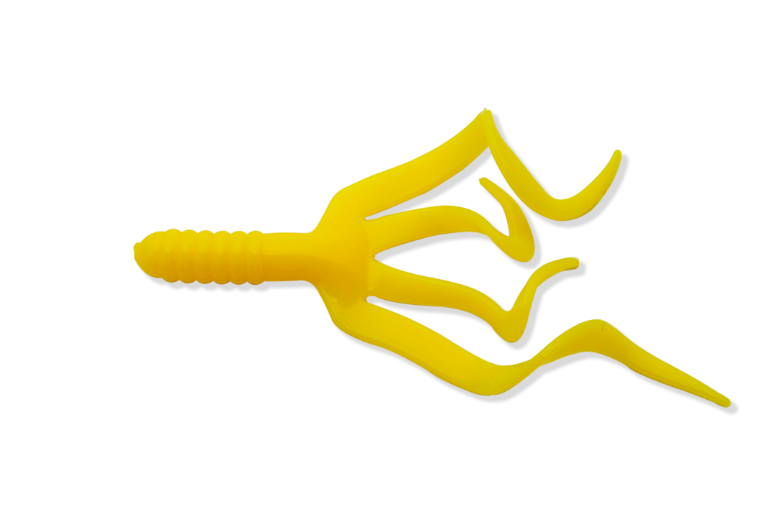 Mister Twister 4" Split Double Tail 10/Pk-Yellow