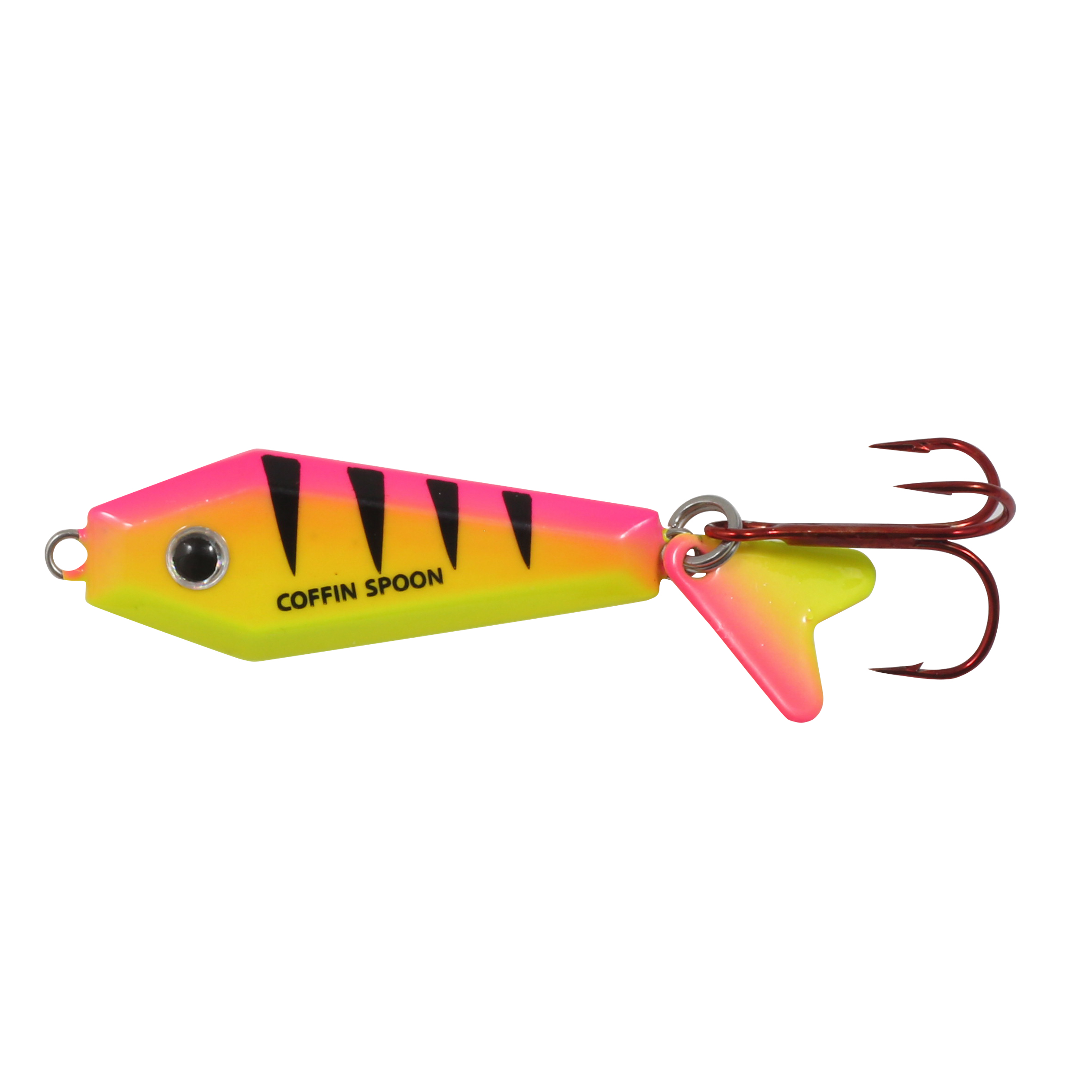 Northland Buck-Shot Coffin Spoon, 1.5", 1/4 oz, #8 Hk, 1/Pk, Bubblegum Tiger