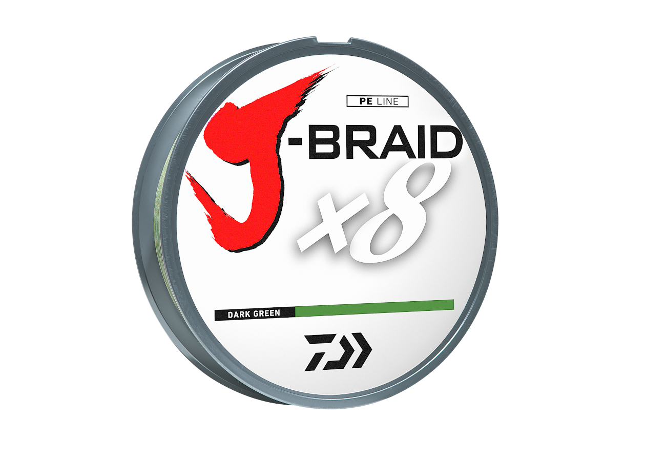 Daiwa J-Braid X8 8 Strand Braided Line 15 lb 150 yds, Dark Green