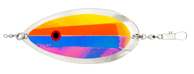 Gibbs Dog Tail Dodger 4.25"x 2", 1/4 oz, Orange Moon Jelly/Silver Blade