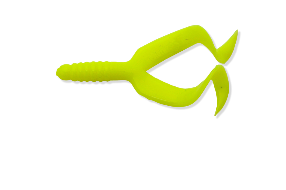 Mister Twister 4" Double Tail 10/Pk-Opaque Chartreuse
