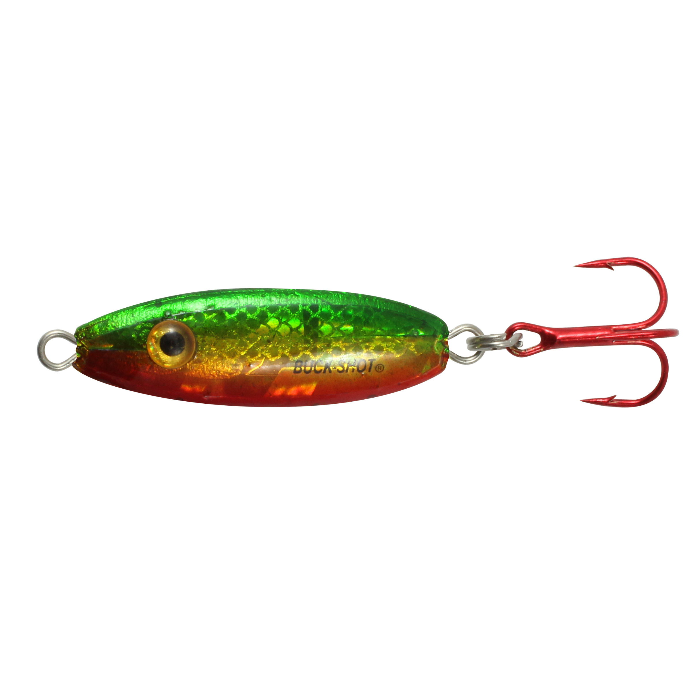 Northland Buck-Shot Rattle Spoon, 1-3/8", 1/8 oz, #8 Hk, 1/Pk, Golden Perch