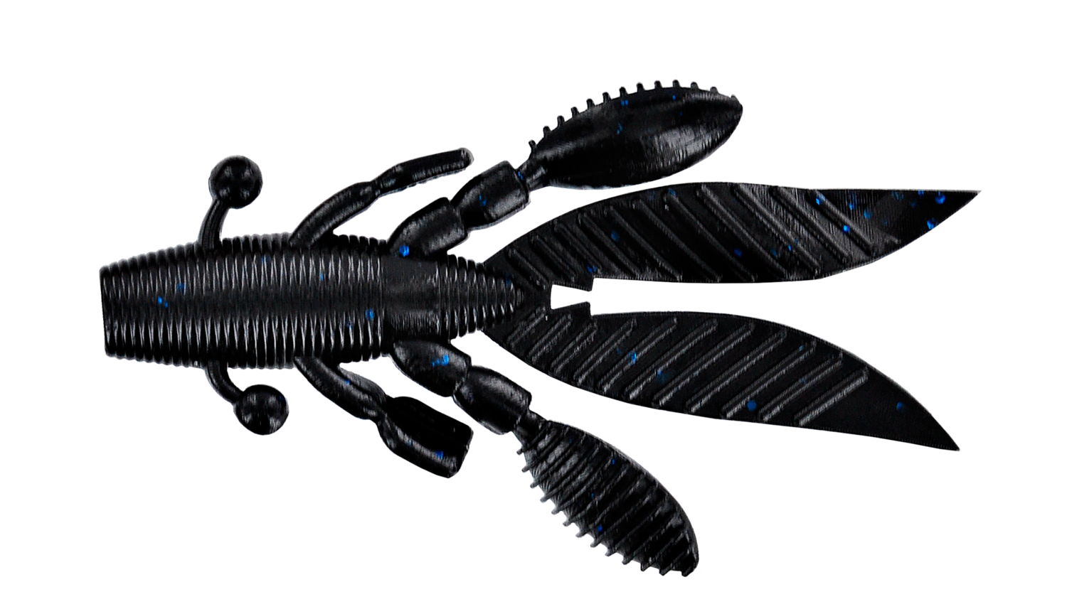 Yamamoto 3.75" Flappin' Hog, 7Pk, Black w/Large Blue Flake