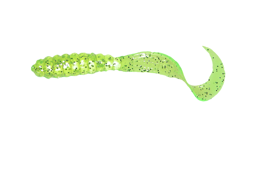Mister Twister 3" Meeny Curly Tail 25/Pk-Chartreuse Flake