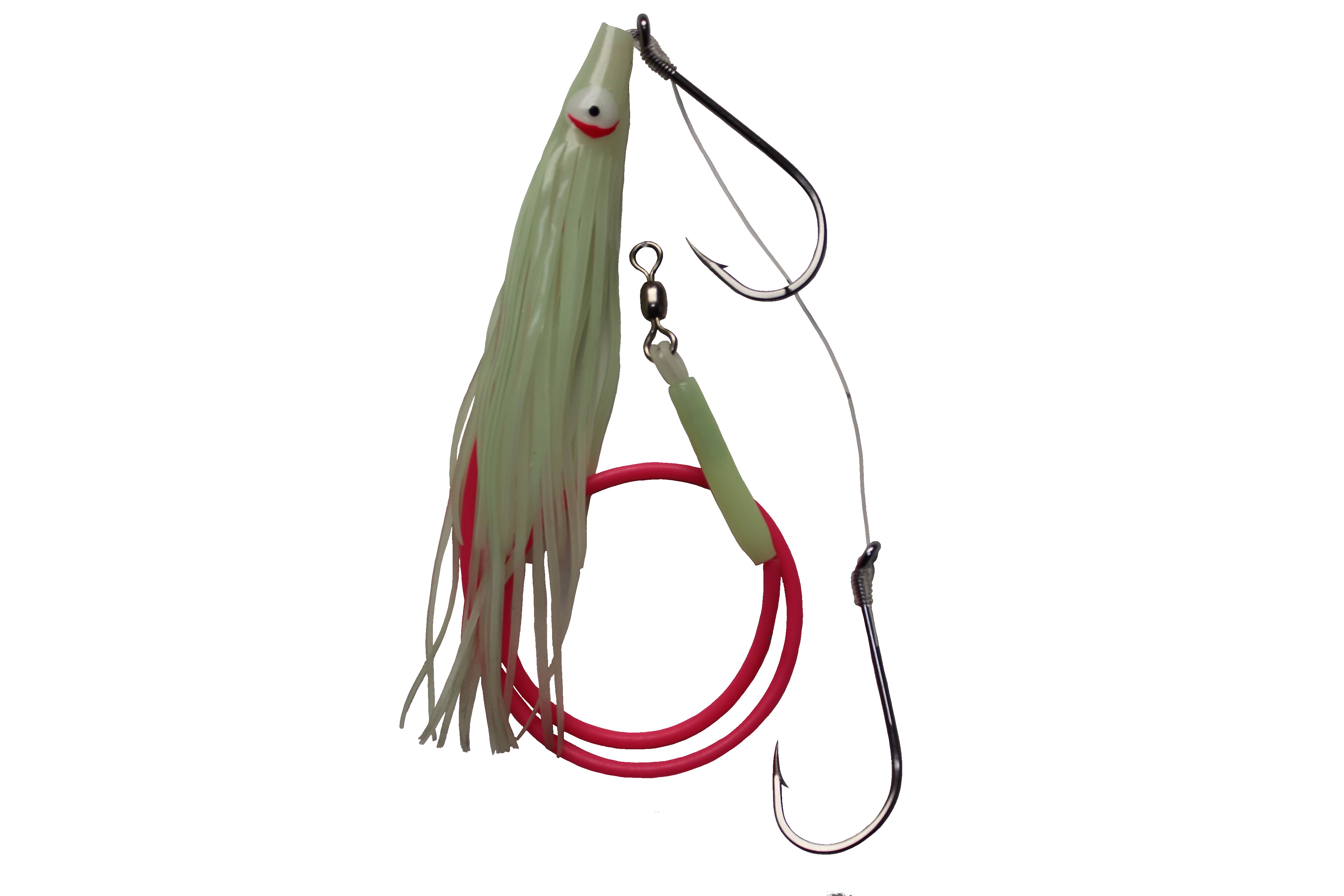 Delta Guide Series Halibut Rig, 2x 11/0 Hk, Double Glow Skirt