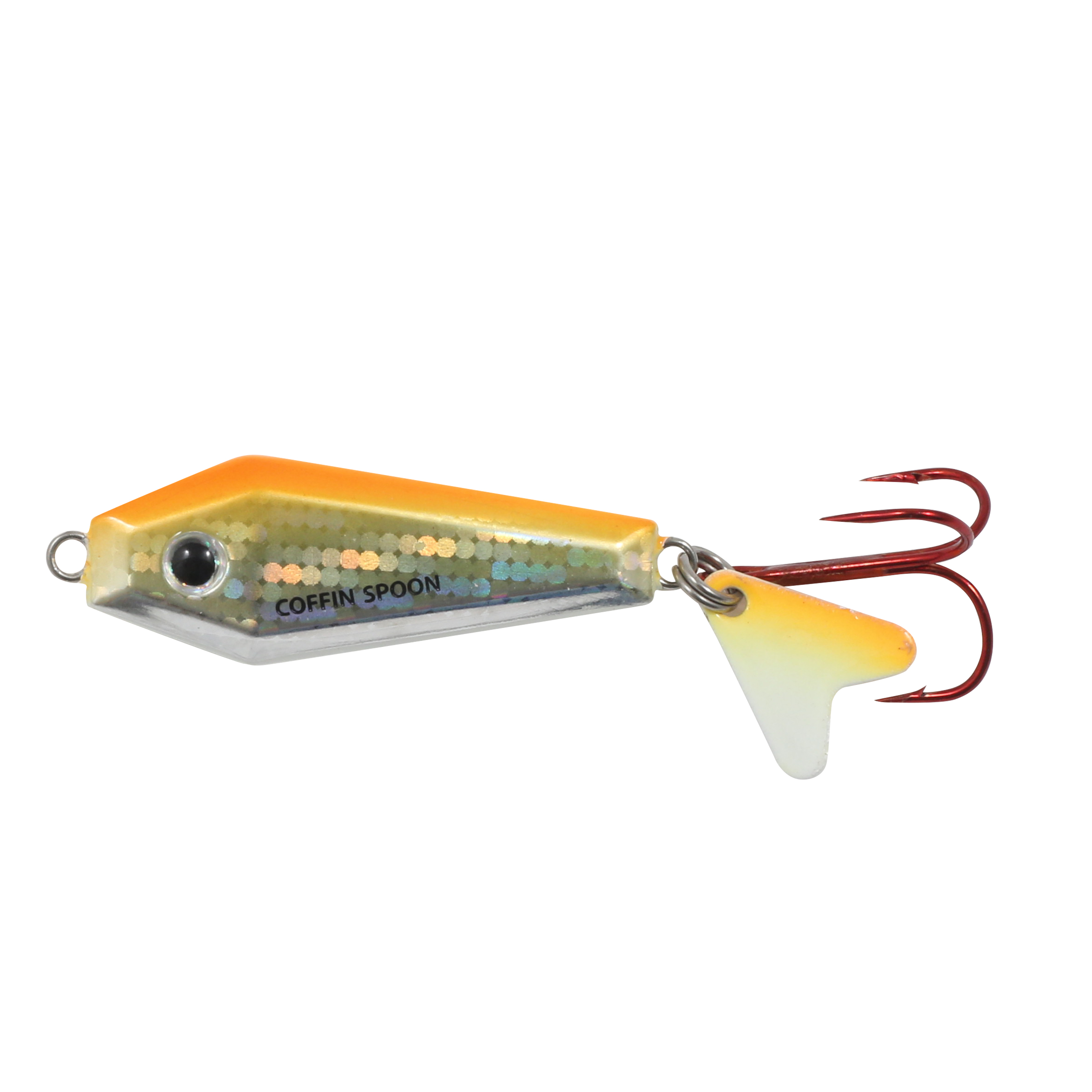 Northland Buck-Shot Coffin Spoon, 1.5", 1/4 oz, #8 Hk, 1/Pk, Super-Glo Chub