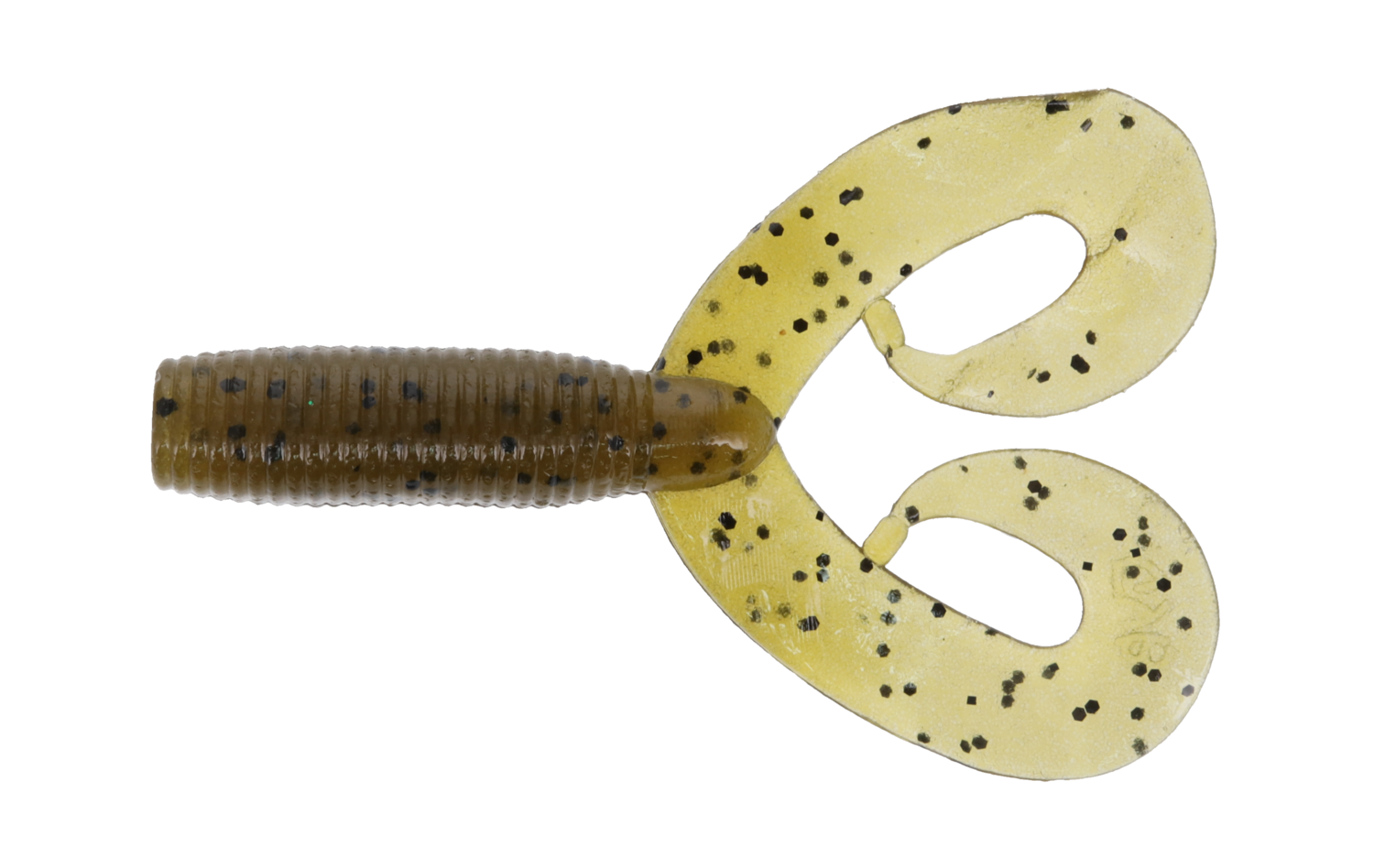 Yamamoto 5" Double Tail Grub, 20Pk, Green Pumpkin w/Large Black Flake