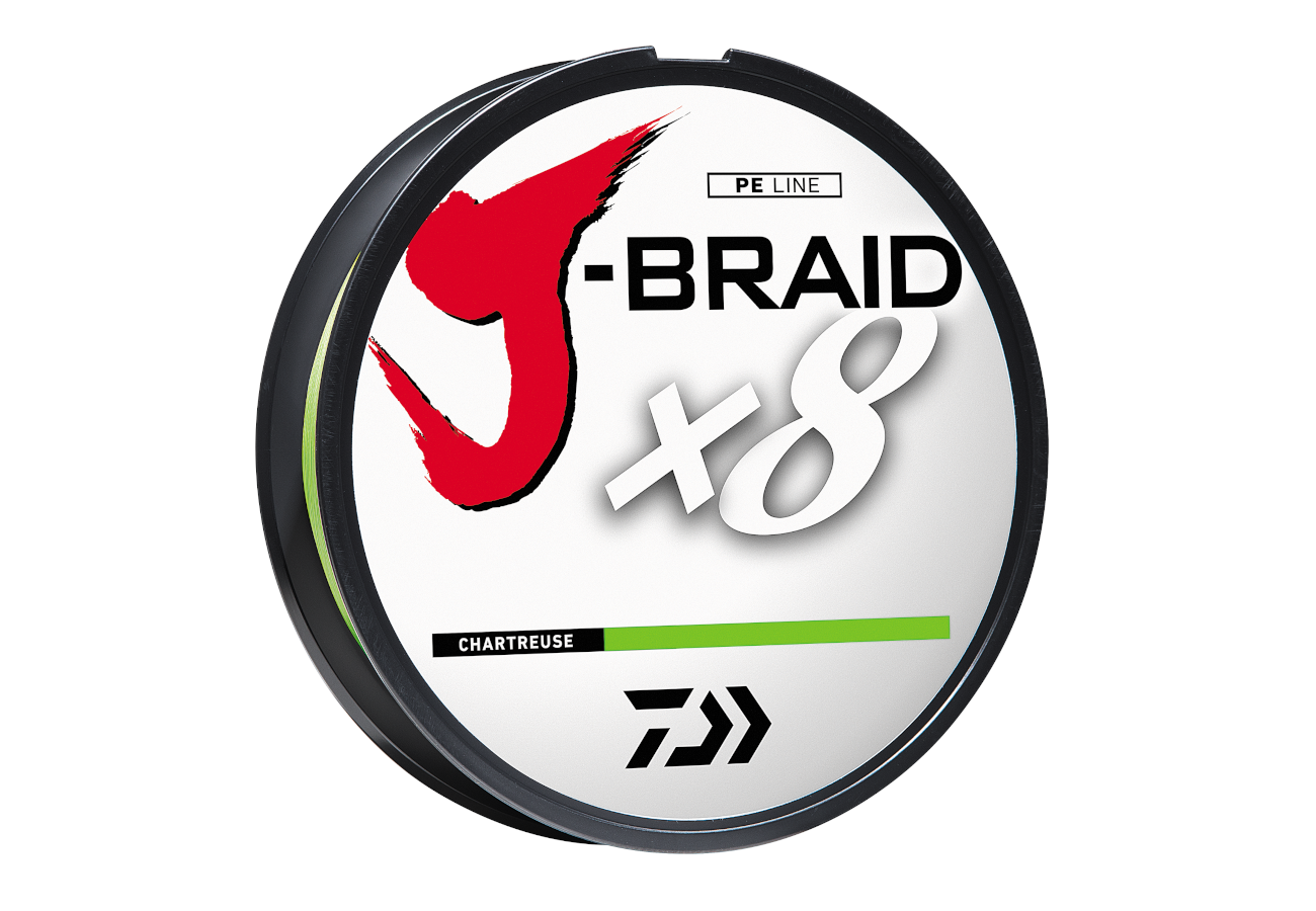 Daiwa J-Braid X8 8 Strand Braided Line 20 lb 150 yds, Chartreuse