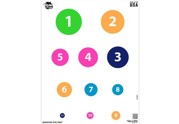 ALLEN EZ AIM FUN EYE TEST PAPER TARGET 24" X 19" - 4 PACK