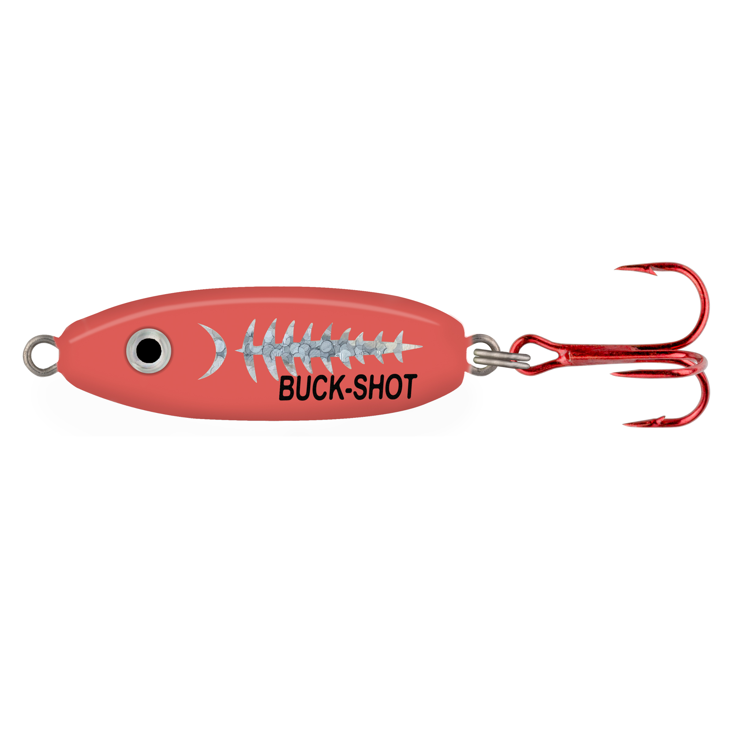 Northland Buck-Shot Rattle Spoon, 1.5", 1/4 oz, #8 Hk, 1/Pk, Super-Glo Exo Red