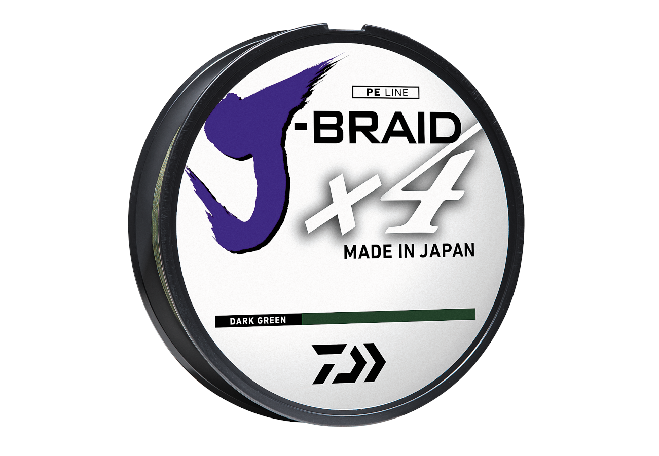 Daiwa J-Braid X4 4 Strand Braided Line 40 lb 3000 yds, Bulk, Dark Green