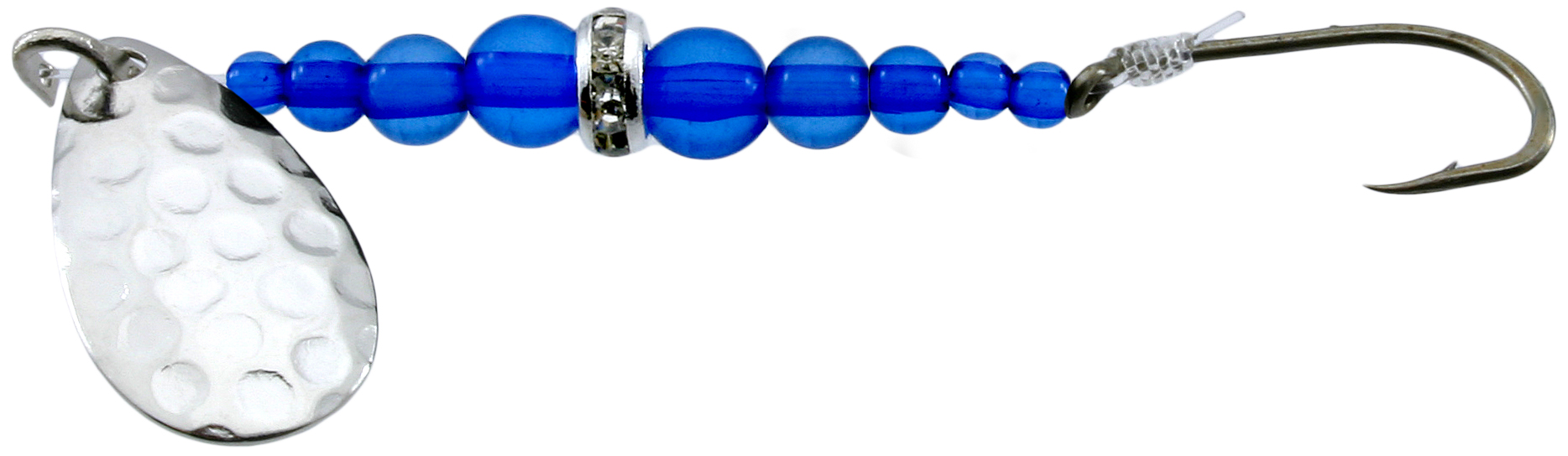 Gibbs Wedding Band In-Line Spinner, Sz 4 Hk, Blue Bead