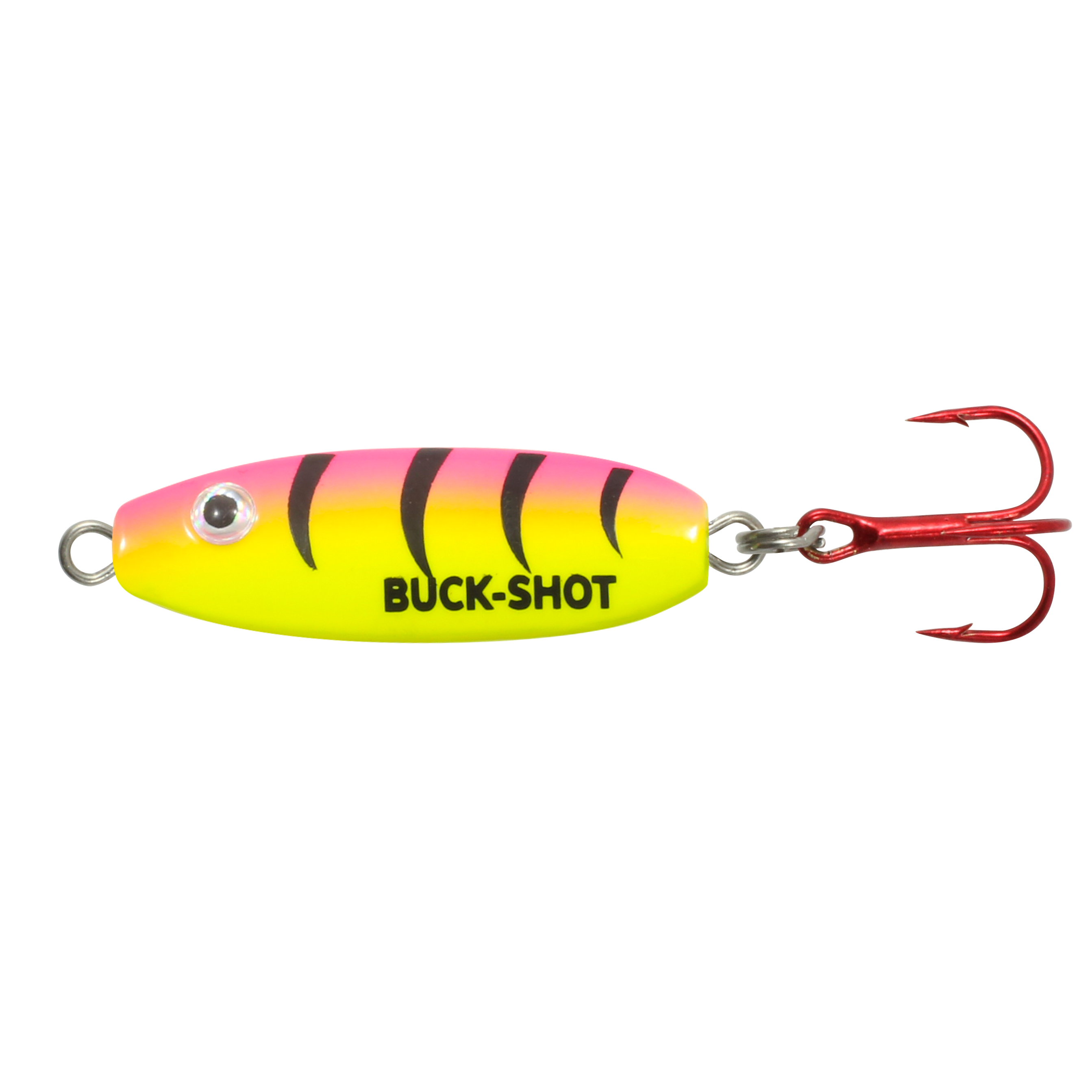 Northland Buck-Shot Rattle Spoon, 1-3/16", 1/16 oz, #10 Hk, 1/Pk, Bubblegum Tiger