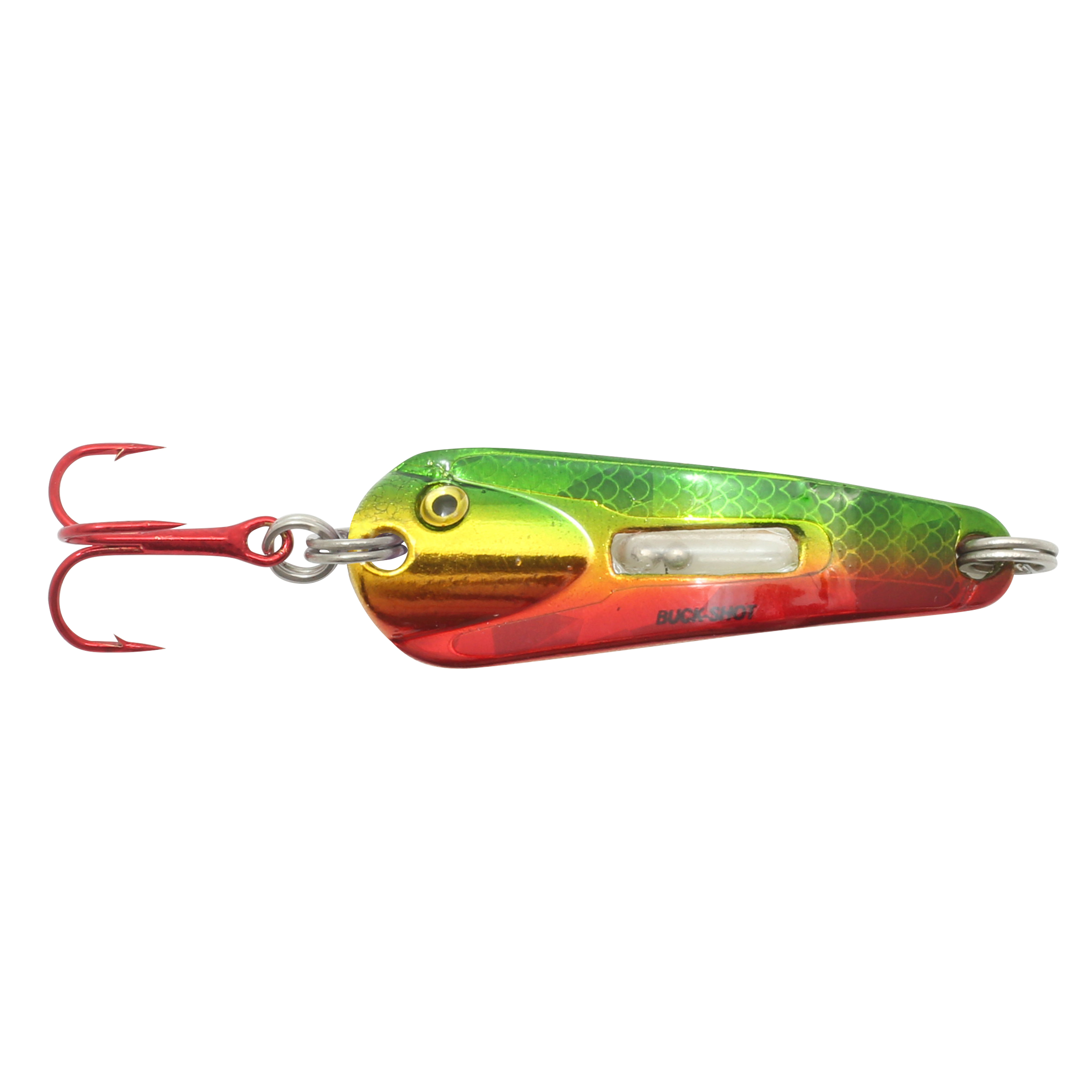 Northland Buck-Shot Flutter Spoon, 1-3/8", 1/8 oz, #10 Hk, 1/Pk, Golden Perch