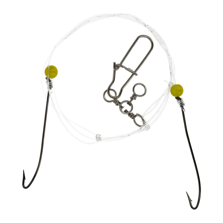 Lazer Sharp Flounder Double Hook Rig w/Yellow Bead, #8 Hook