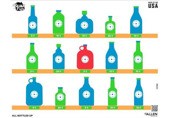 ALLEN EZ AIM FUN ALL BOTTLED UP PAPER TARGET 24" X 19" 4 PK