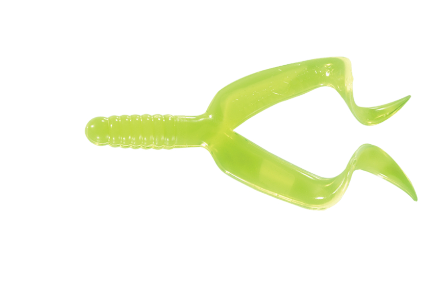 Mister Twister 4" Double Tail 10/Pk-Chartreuse