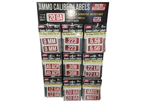 MTM Ammo Caliber Labels Display