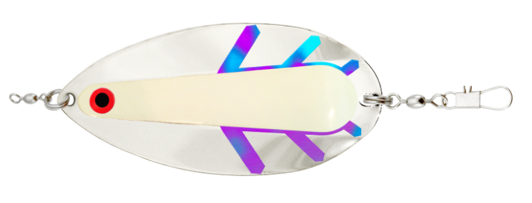 Gibbs Dog Tail Dodger 4.25"x 2", 1/4 oz, Glow Middle Tape/Silver Blade