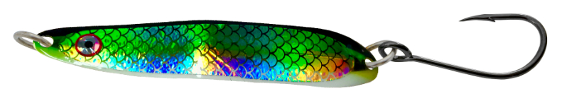 Gibbs Skinny G Trolling Spoon, 3 3/4", 1/4 oz, Green Herring Aid/Nickel Back