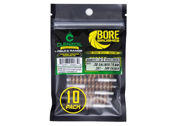 Clenzoil F&R Bronze Bore Brushes - 38 Cal/9 mm Pistol - 10 Count