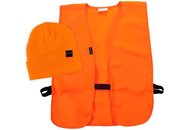 ALLEN STOCKING CAP & VEST COMBO, HIGH VIS ORANGE, FITS M-XL
