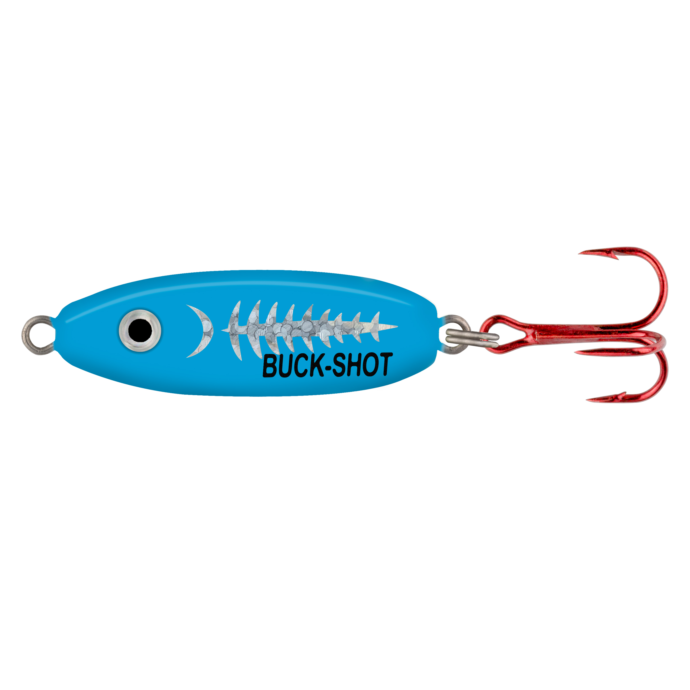 Northland Buck-Shot Rattle Spoon, 1-3/8", 1/8 oz, #8 Hk, 1/Pk, Super-Glo Exo Blue