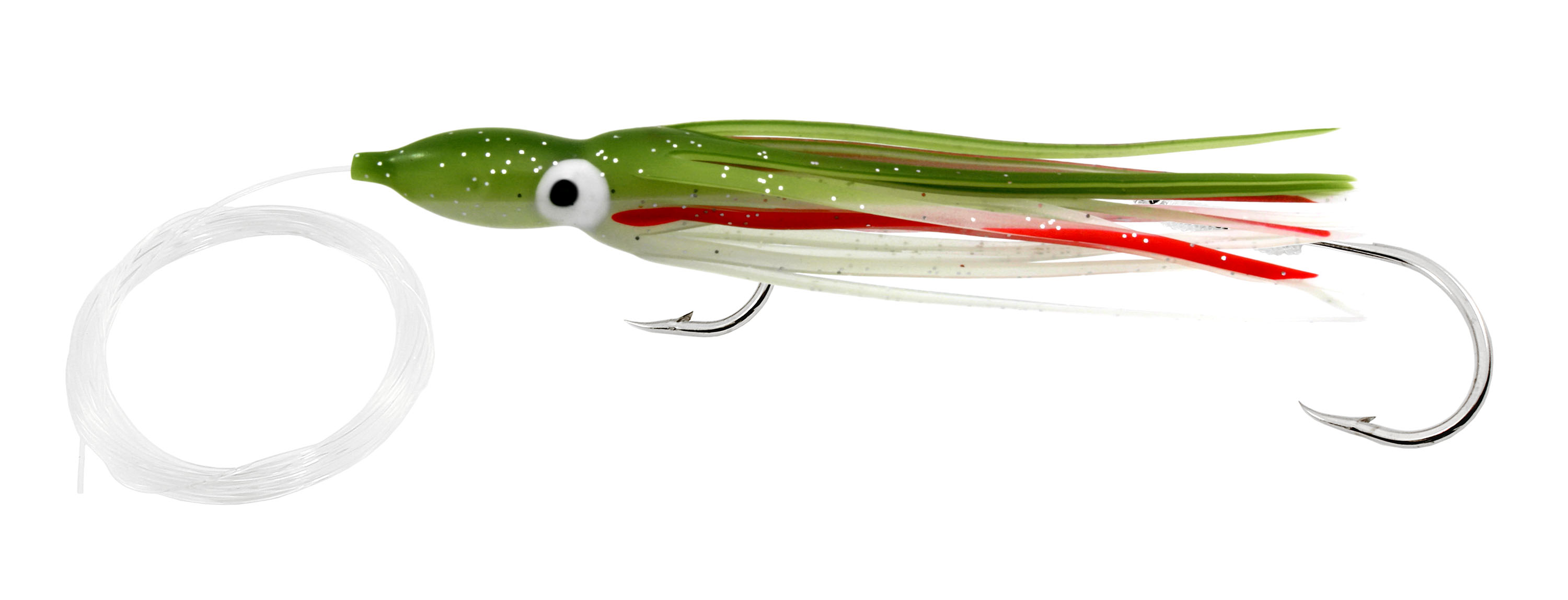 Delta Rigged Squid Hoochy, 4 1/2", Army Glow