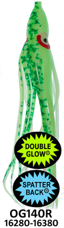 Yamashita Squid 4.5" Rigged-40 lb Test, OG140R-Glow Chartreuse Spatter Back