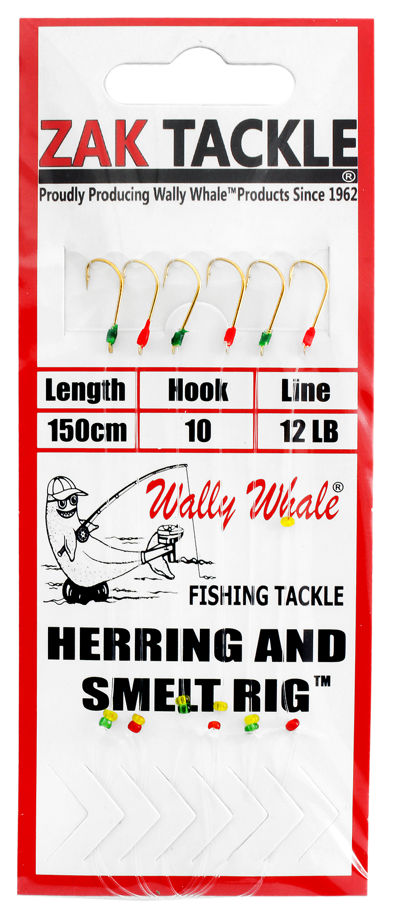 Zak Herring Jig, #10 Hk, 8/Pk, Coloured Beads