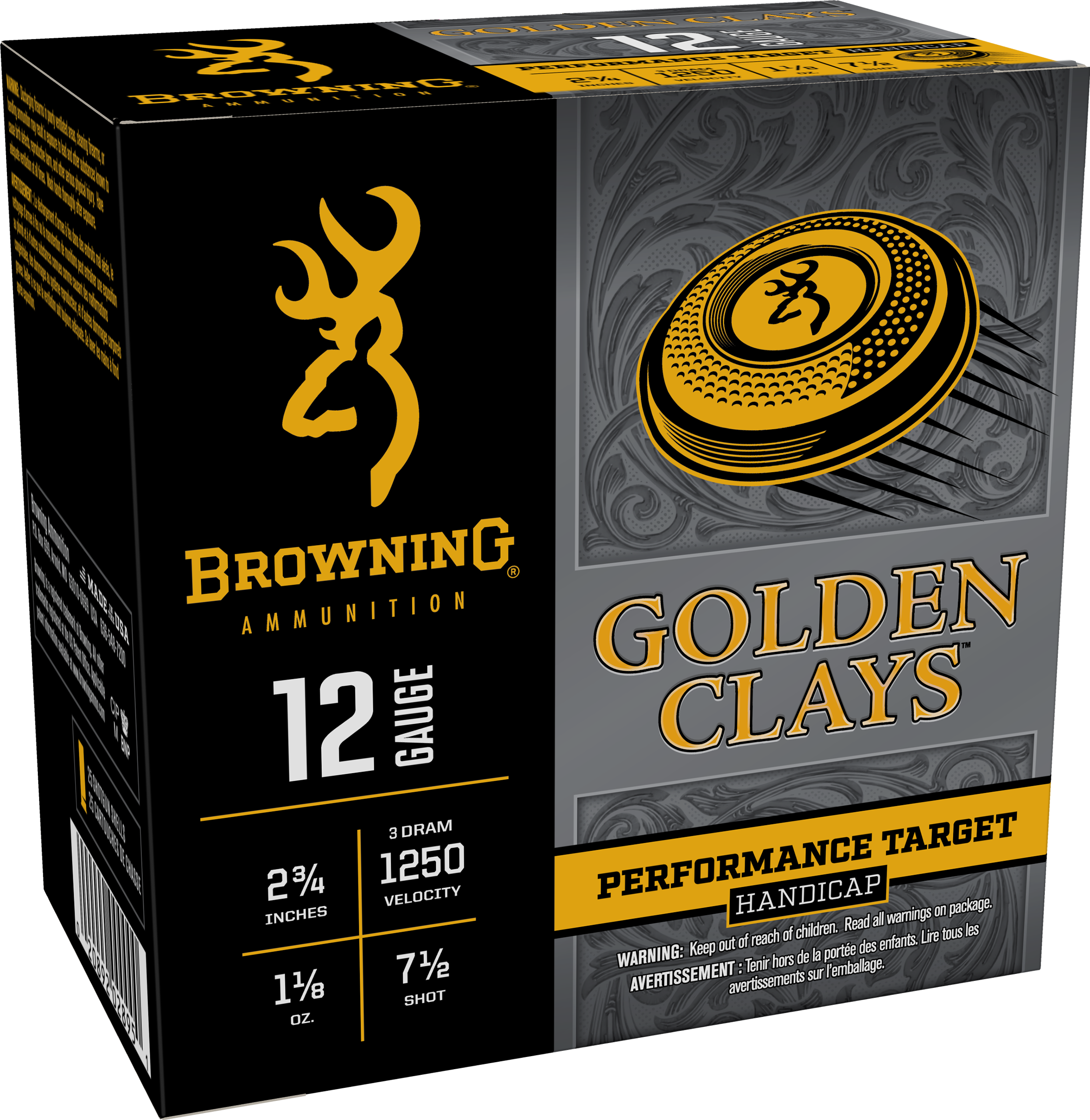 Browning Shotshells 12 Ga 2-3/4" #7.5 Golden Clays 1-1/8 oz - Handicap