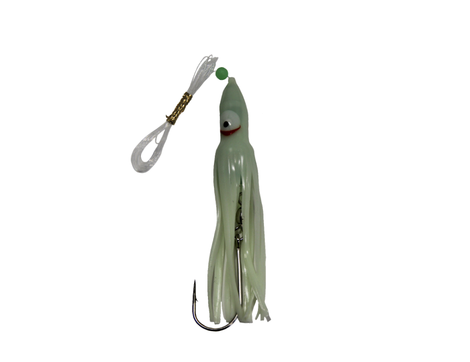 Lighthouse Electronic Hoochie Lure, 4.75", Extreme Glow Green with Green Led Light Double Flash