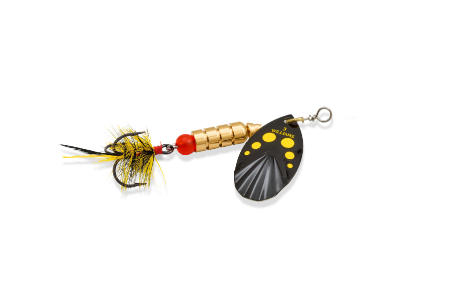 Williams VorteX Spinner Dressed Size 3, 1/4 oz-Black Yellow Dots on Silver