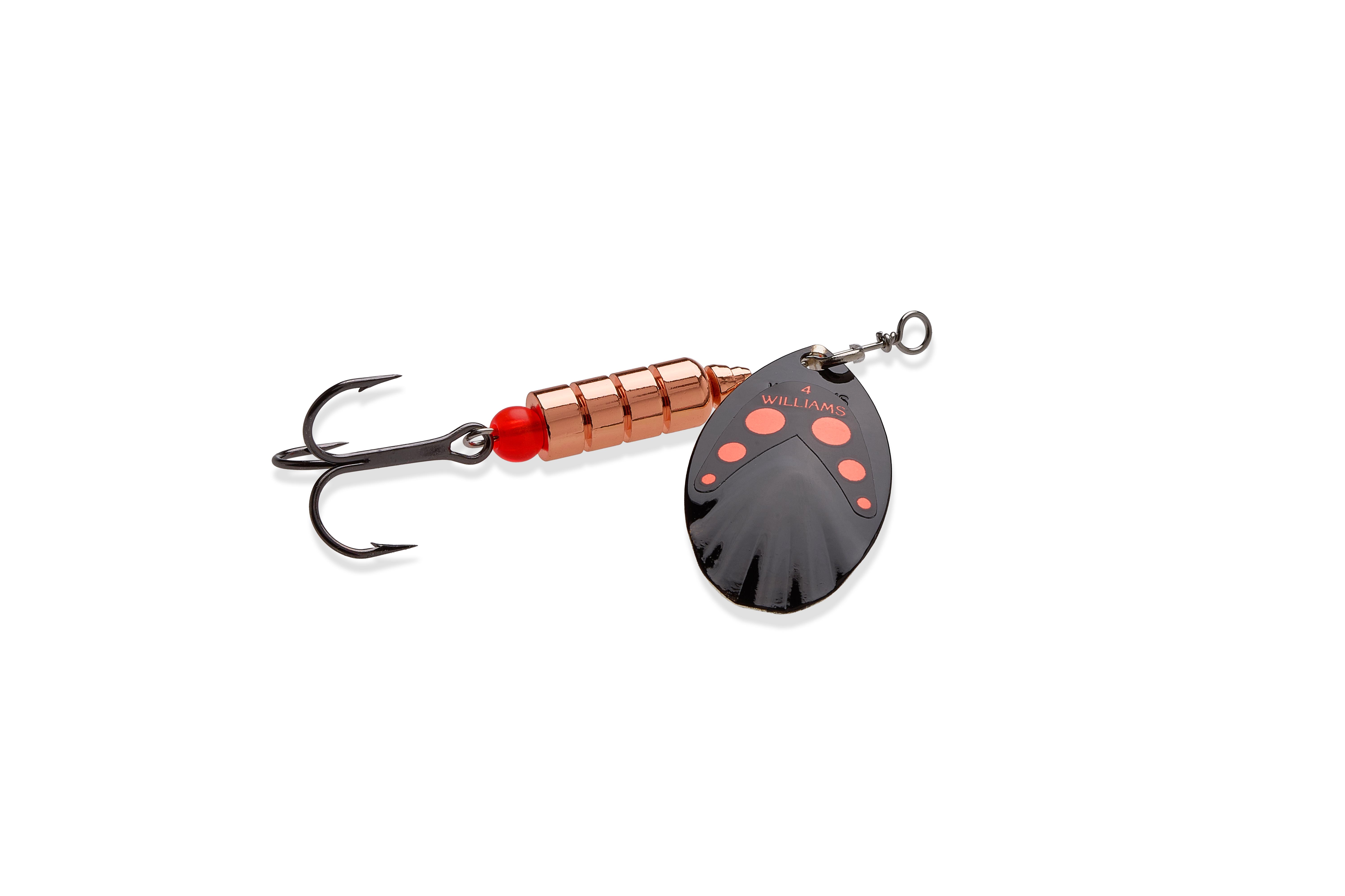 Williams VorteX Spinner Size 4, 1/3 oz-Black Orange Dots on Silver