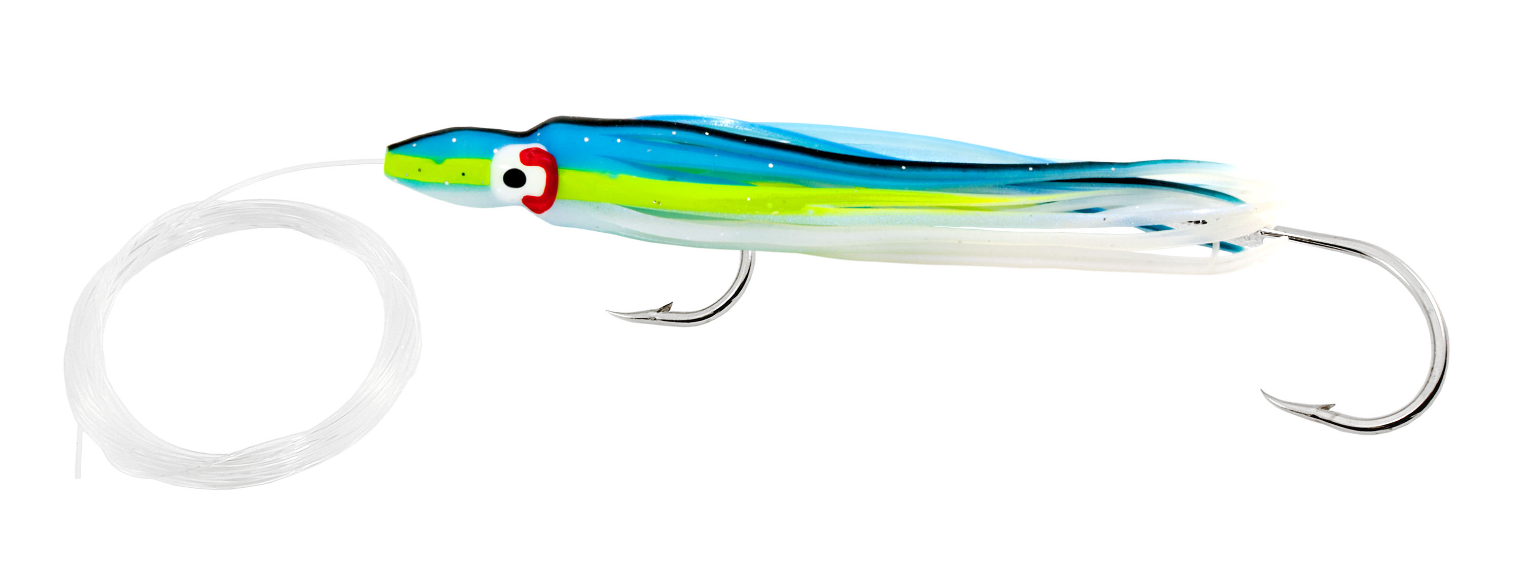 Delta Rigged Squid Hoochy, 4 1/2", UV Blue Green