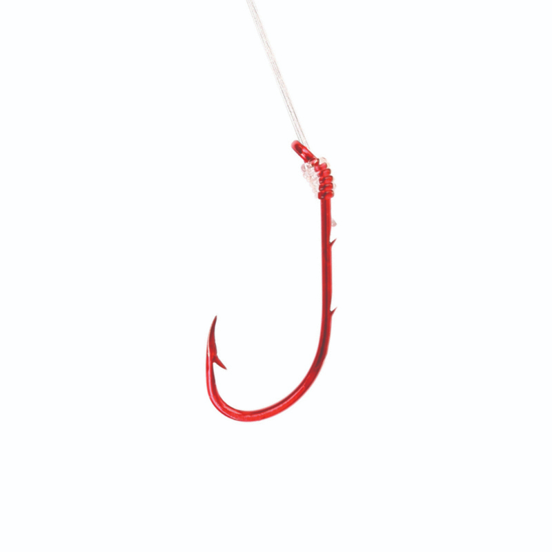 Eagle Claw Baitholder Snelled Hook, #2, Red
