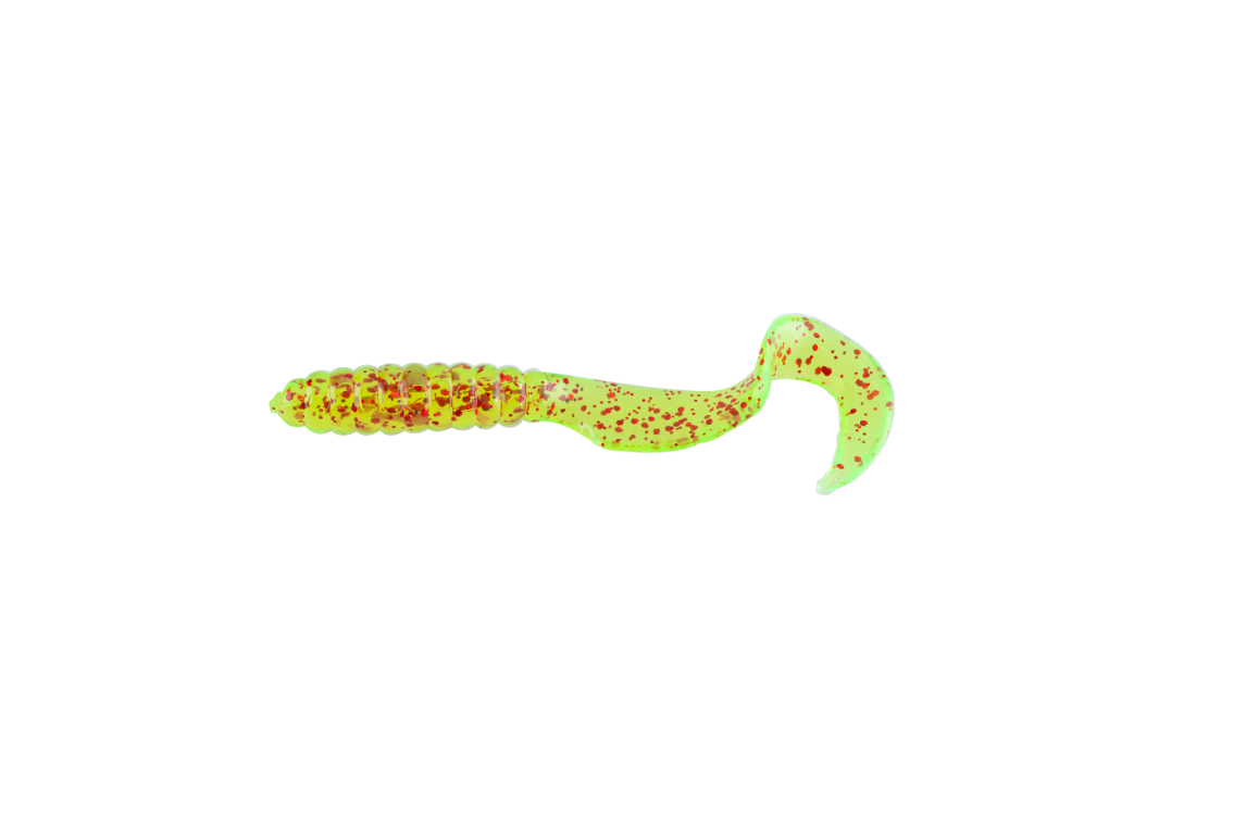 Mister Twister 4" Twister Tail 10/Pk-Chartreuse Red Flake